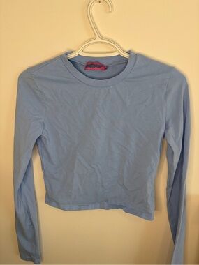 EDIKTED Light Blue Long Sleeve Crop Top